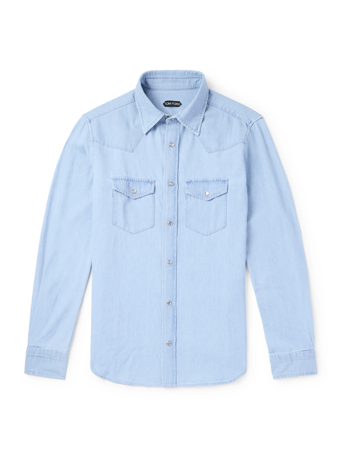 Tom Ford Cotton-chambray Western Shirt In Blue