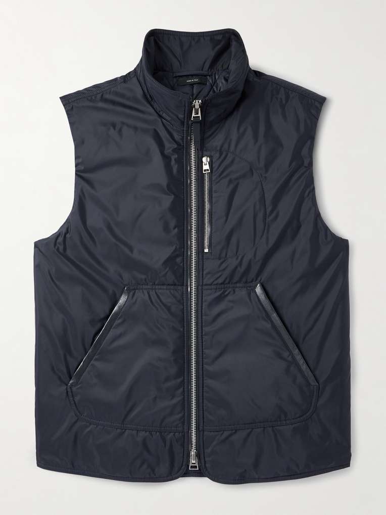 Tom Ford — Padded Leather-Trimmed Shell Gilet