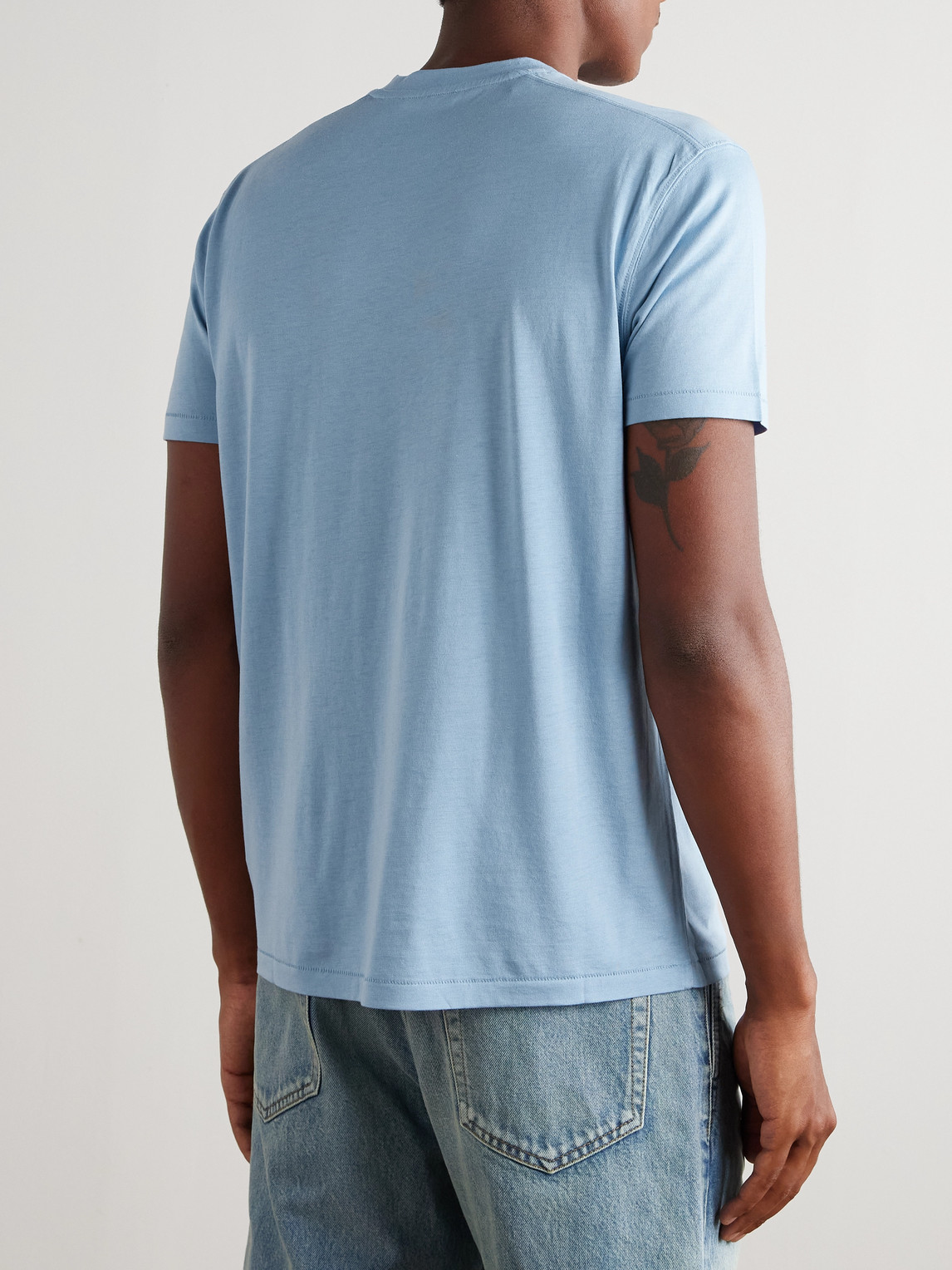 Tom Ford Lyocell And Cotton-blend Jersey T-shirt In Blue
