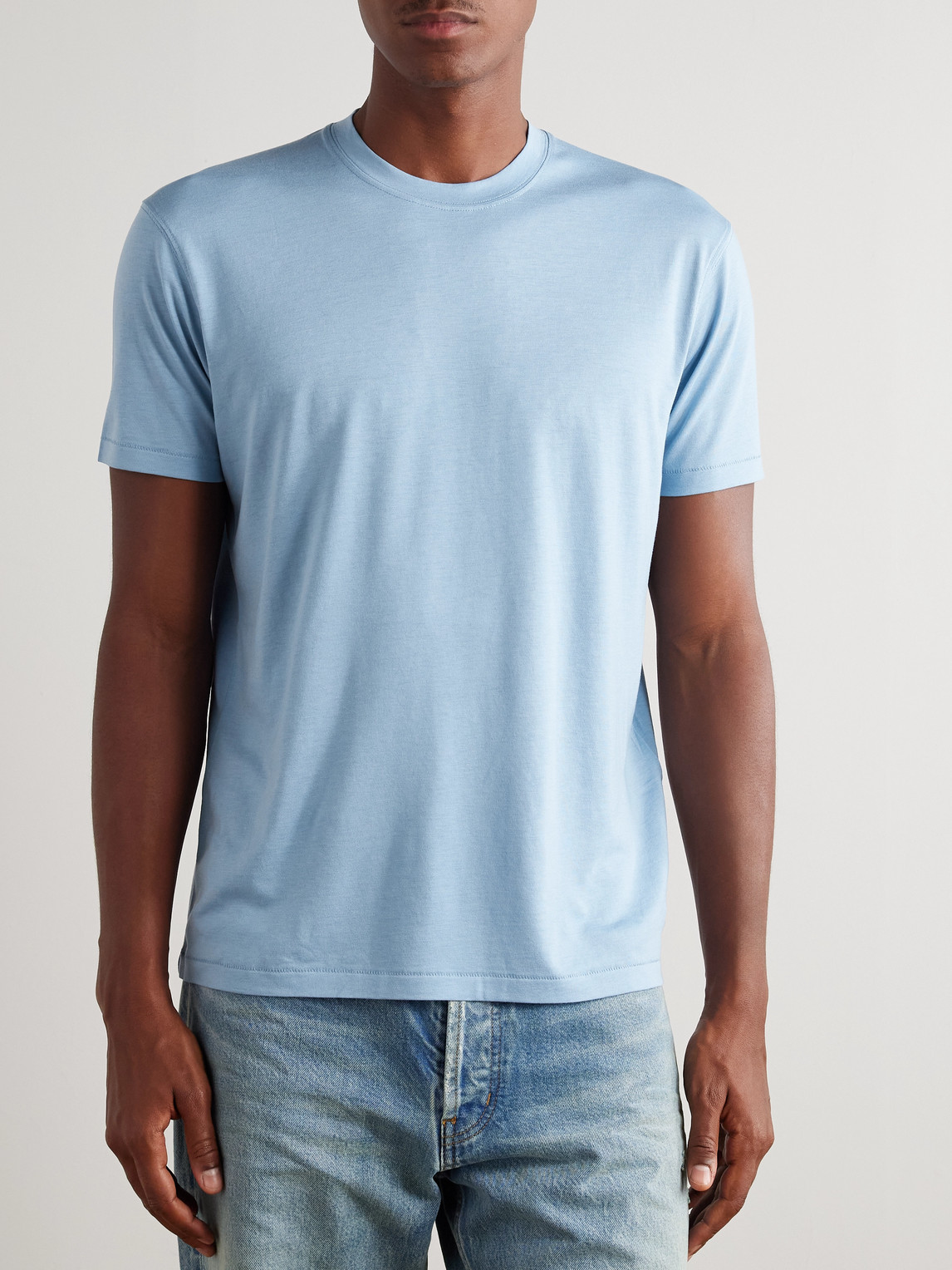 Tom Ford Lyocell And Cotton-blend Jersey T-shirt In Blue