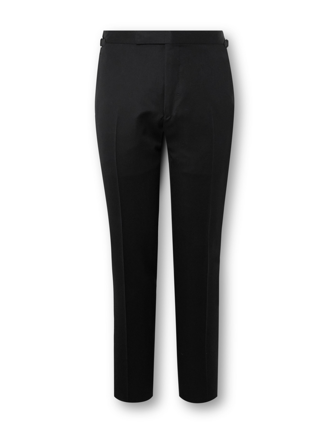 Tom Ford Shelton Slim-fit Tapered Grain De Poudre Wool And Mohair-blend Suit Trousers In Black