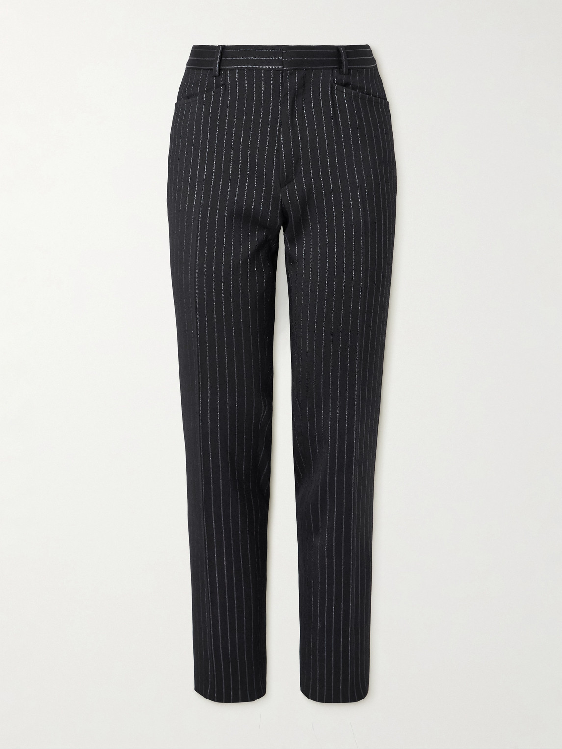 Tom Ford Dyylan Straight-Leg Striped Metallic Wool and Silk-Blend Suit Trousers - Men