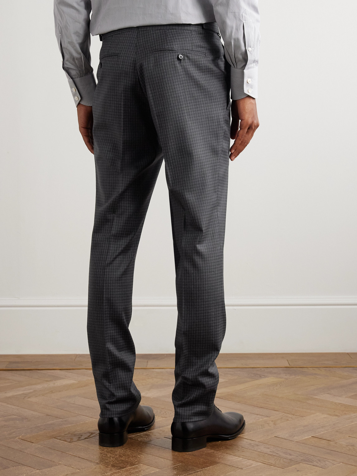 Tom Ford Dyllan Checked Wool Suit Trousers In Gray