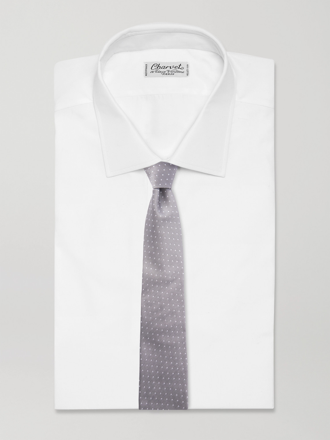 Tom Ford 8cm Polka-dot Silk Tie In Gray