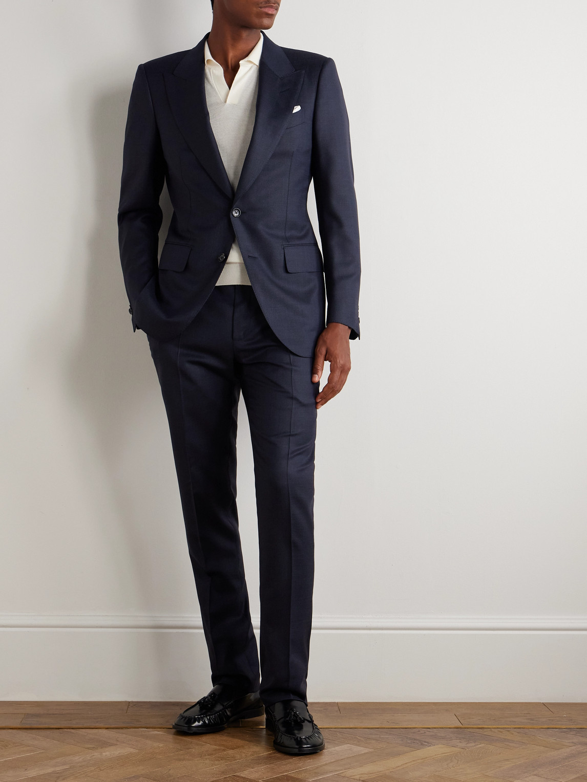 Tom Ford Dyllan Super 130s Grain De Poudre Wool Suit Jacket In Blue