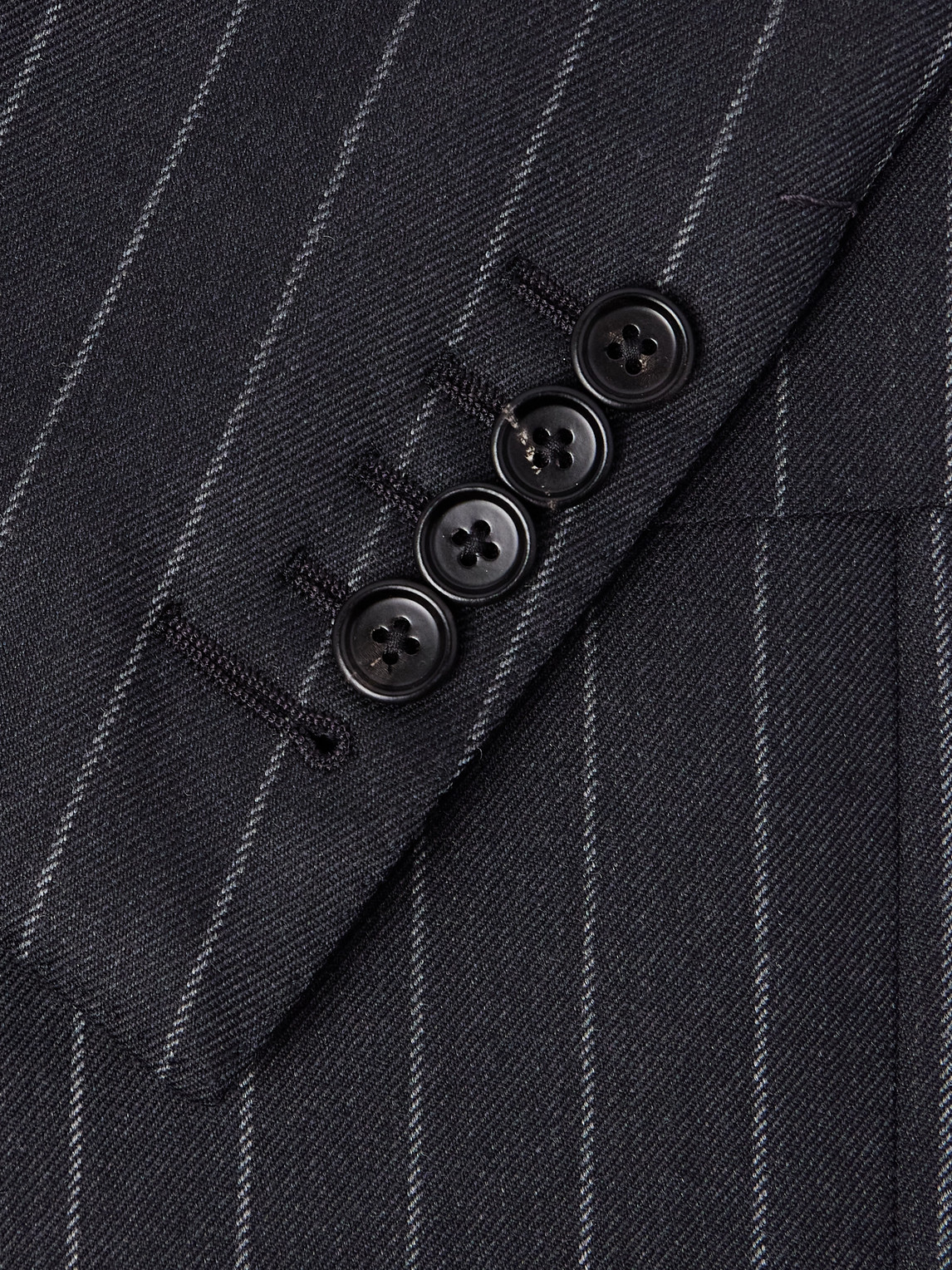 Tom Ford Dyllan Double-breasted Chalk-striped Wool-twill Suit Jacket In Blue
