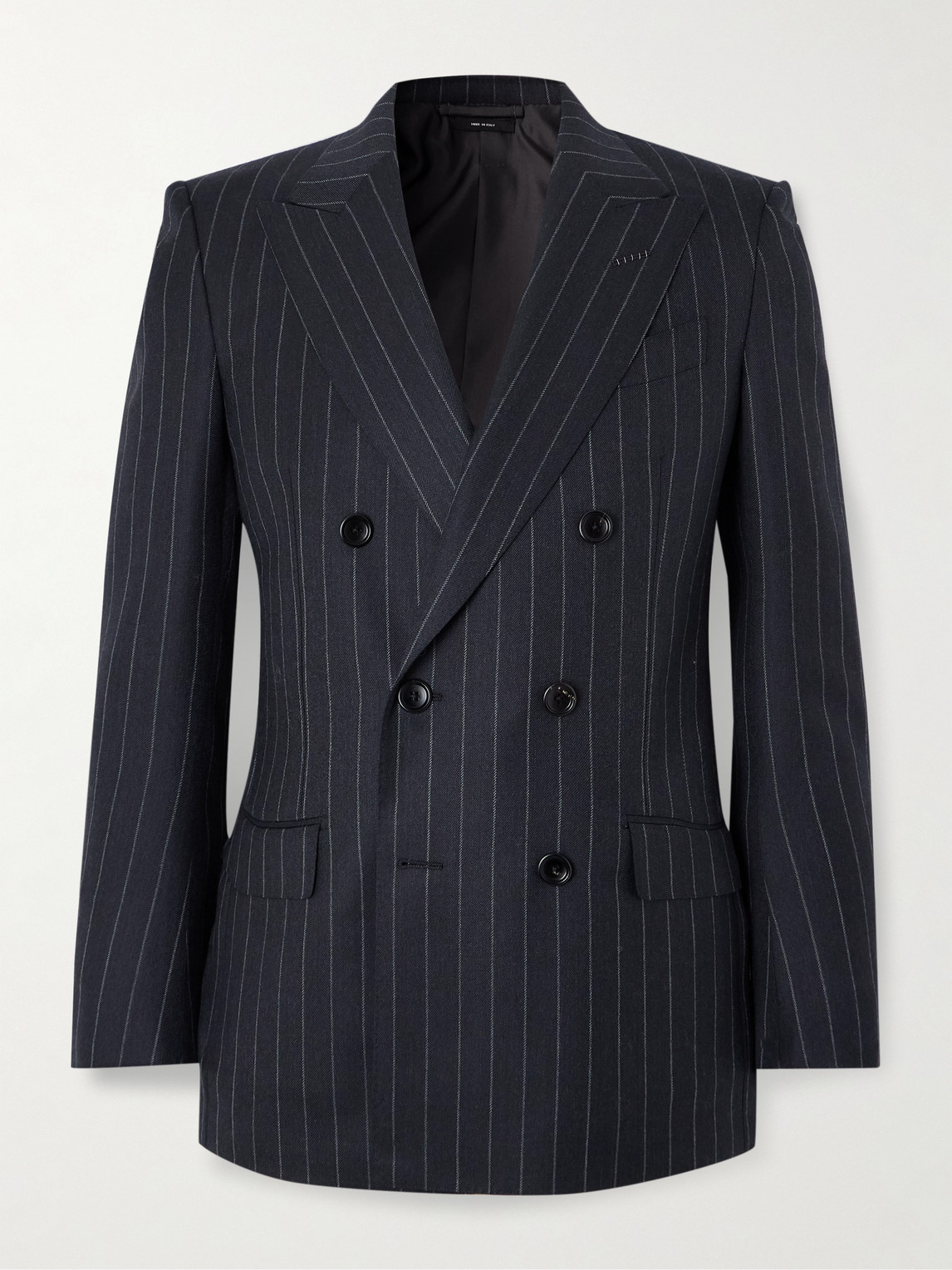 Tom Ford Dyllan Double-Breasted Striped Wool-Twill Suit Jacket - Men