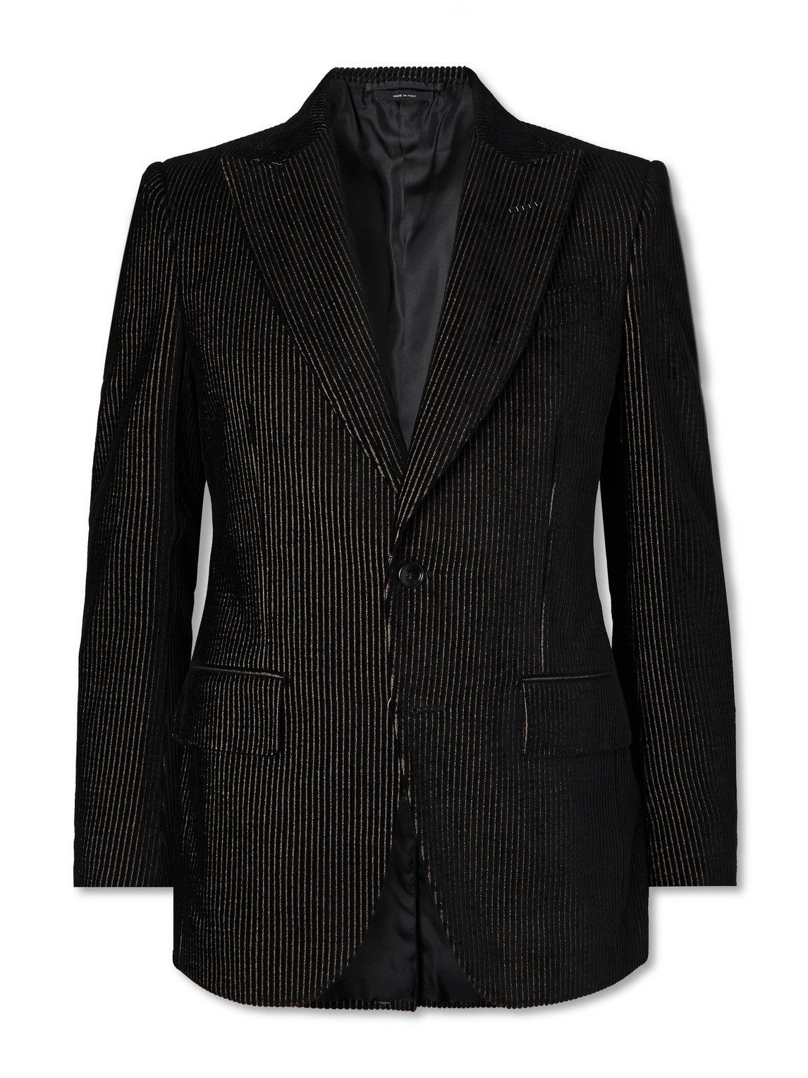 Tom Ford Dyllan Metallic Striped Cotton-blend Velvet Tuxedo Jacket In Black