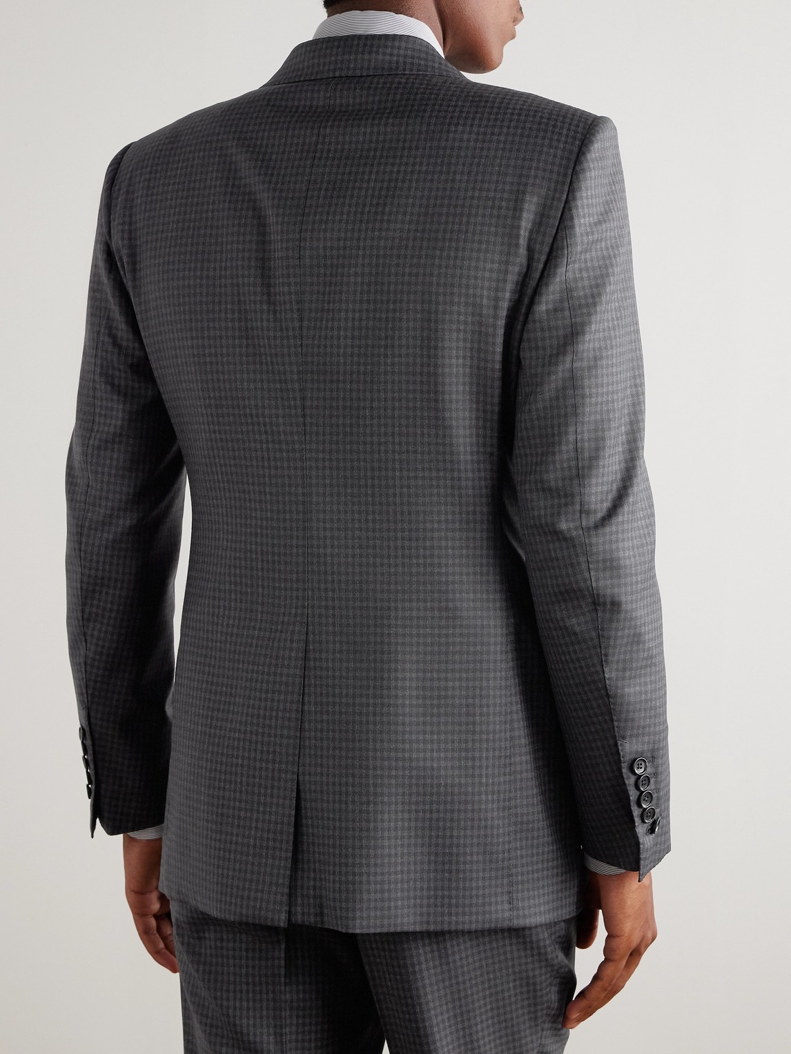 Tom Ford Checked Wool Suit Jacket In Gray