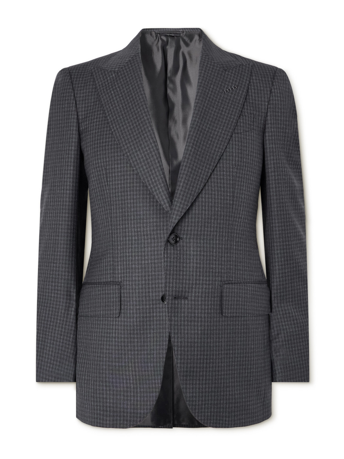 Tom Ford Checked Wool Suit Jacket In Gray
