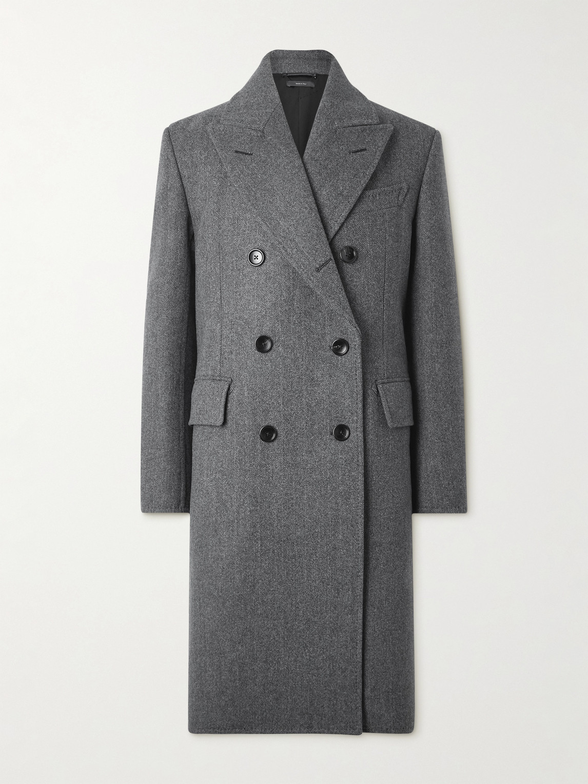 Double-Breasted Herringbone Wool Coat - Men