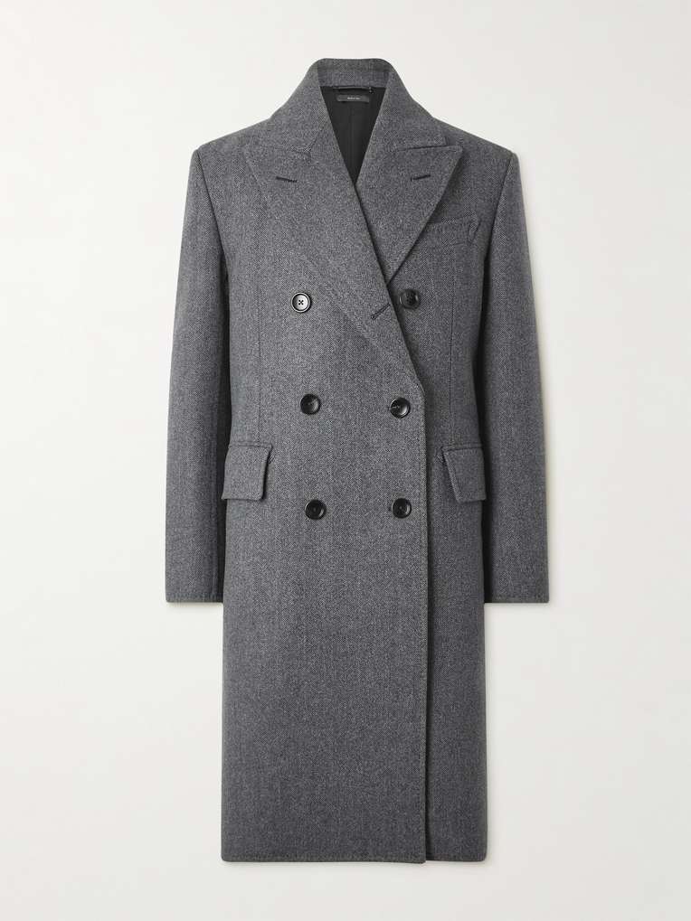 Tom Ford — Double-Breasted Herringbone Wool Coat