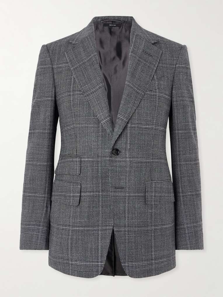 TOM FORD Shelton Slim-Fit Prince of Wales Checked Wool and Silk-Blend Suit Jacket