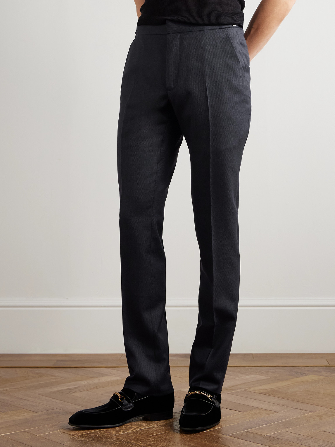 Tom Ford Dyllan Slim-fit Super 130s Wool Suit Trousers In Black