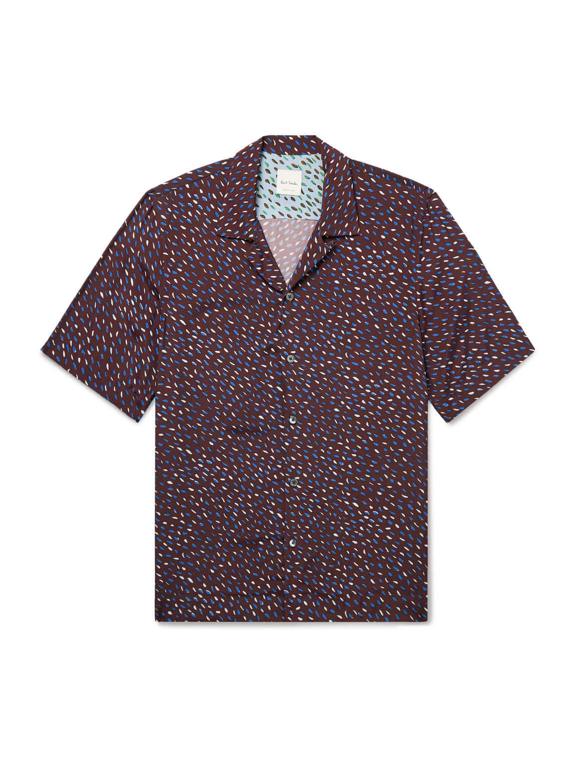 Convertible-Collar Printed Crepe de Chine Shirt