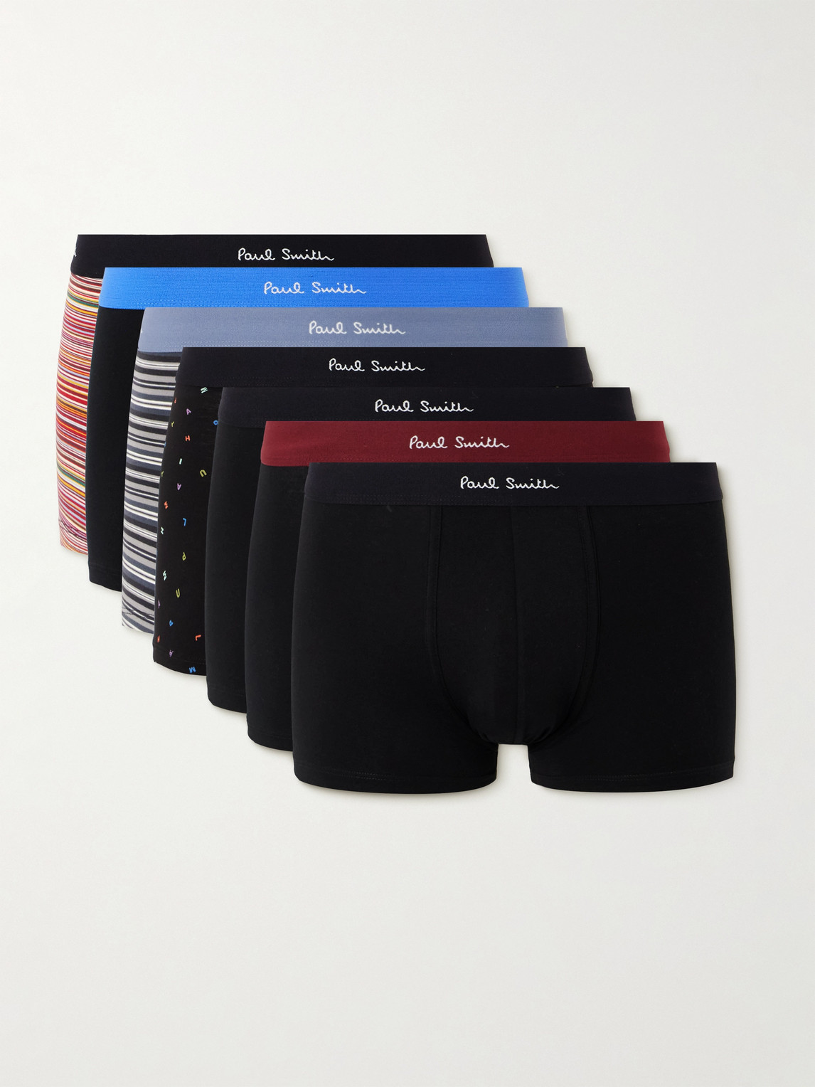 Paul Smith Seven-pack Stretch Organic Cotton-jersey Boxer Briefs In Multi