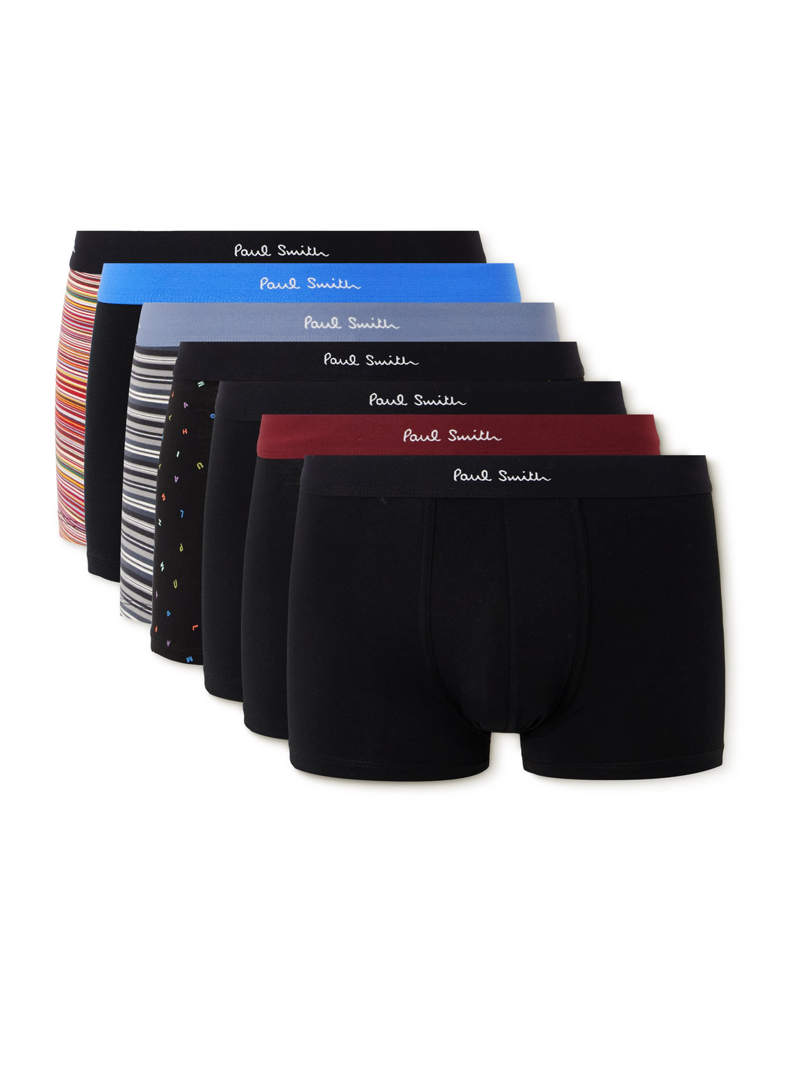 Paul Smith Seven-pack Stretch Organic Cotton-jersey Boxer Briefs In Multi