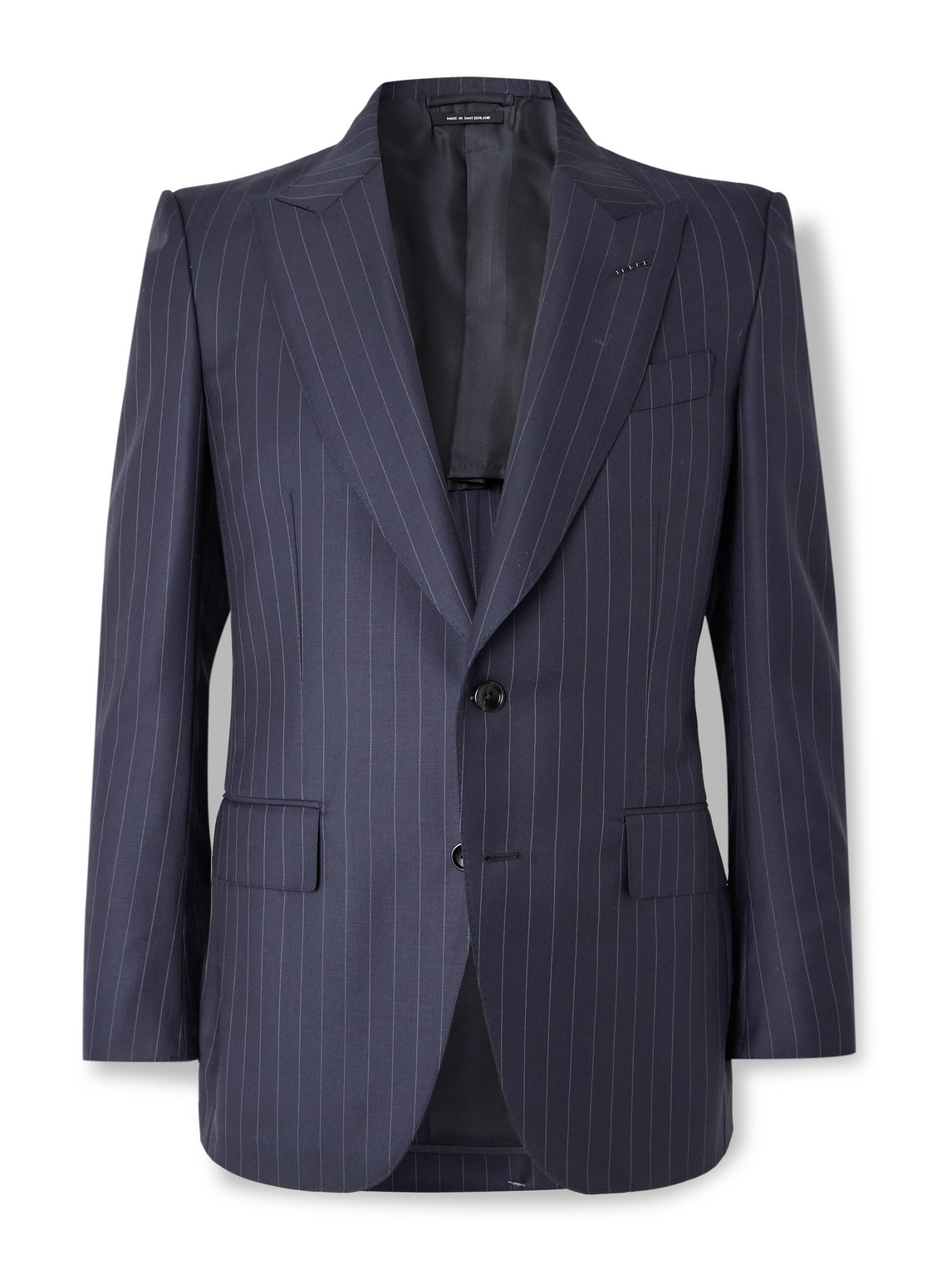 Tom Ford Dyllan Slim-fit Pinstriped Wool-twill Suit Jacket In Blue