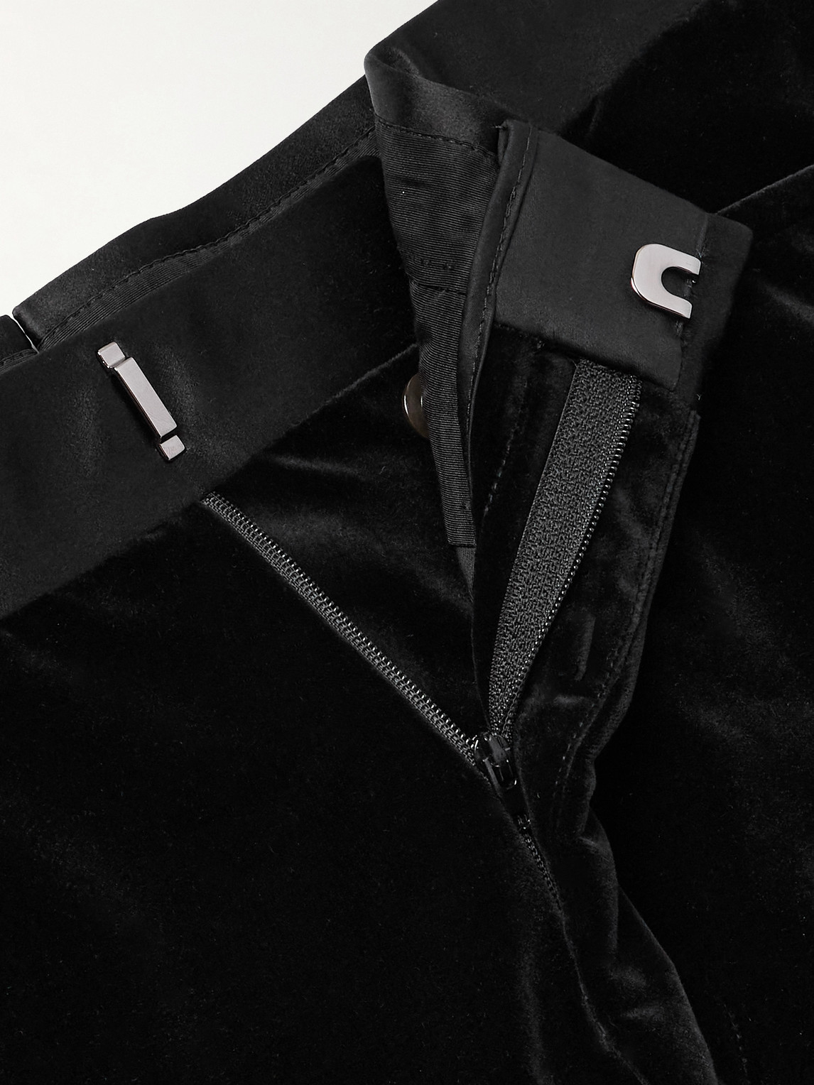 Tom Ford Atticus Straight-leg Satin-trimmed Cotton-velvet Tuxedo Trousers In Black