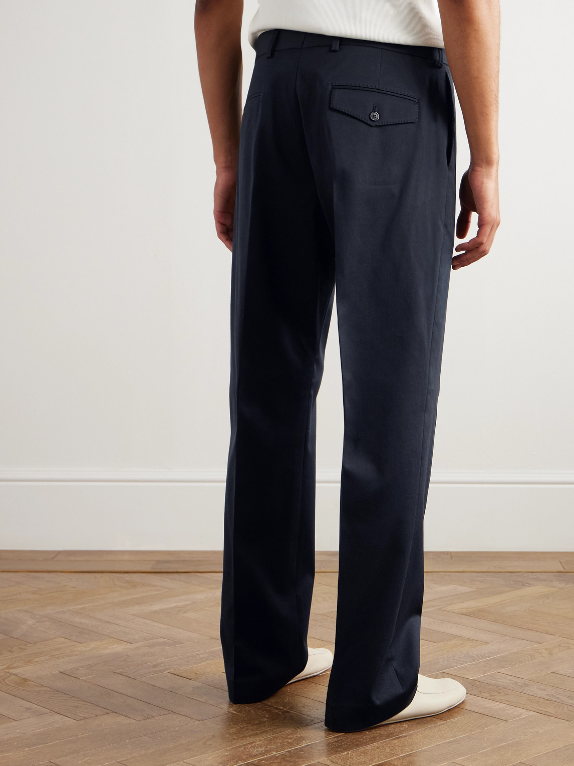 Paul Smith Straight-leg Cotton-blend Twill Trousers In Blue