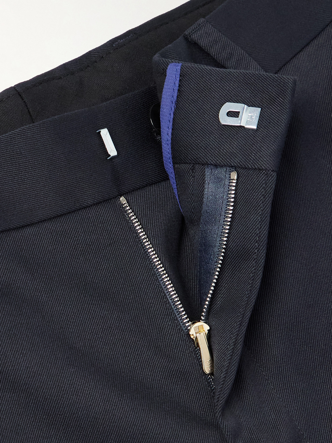 Paul Smith Straight-leg Cotton-blend Twill Trousers In Blue