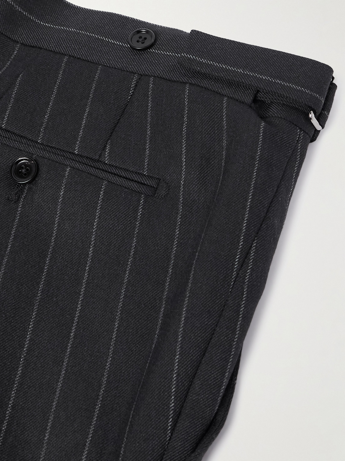 Tom Ford Dyllan Slim-fit Tapered Striped Wool-twill Suit Trousers In Black