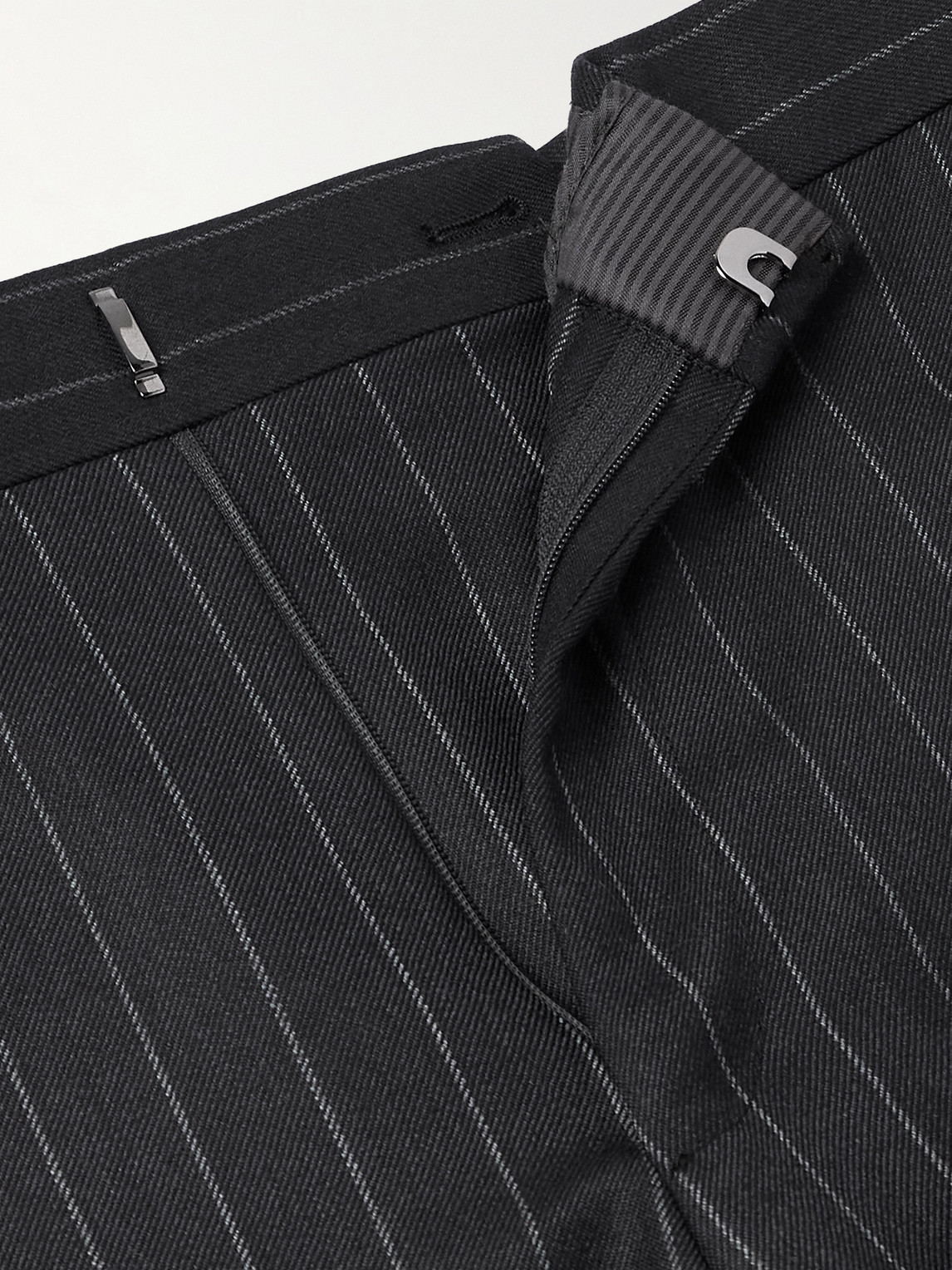 Tom Ford Dyllan Slim-fit Tapered Striped Wool-twill Suit Trousers In Black
