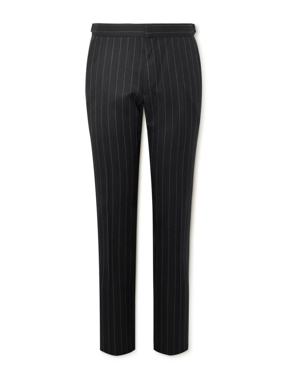 Tom Ford Dyllan Slim-fit Tapered Striped Wool-twill Suit Trousers In Black