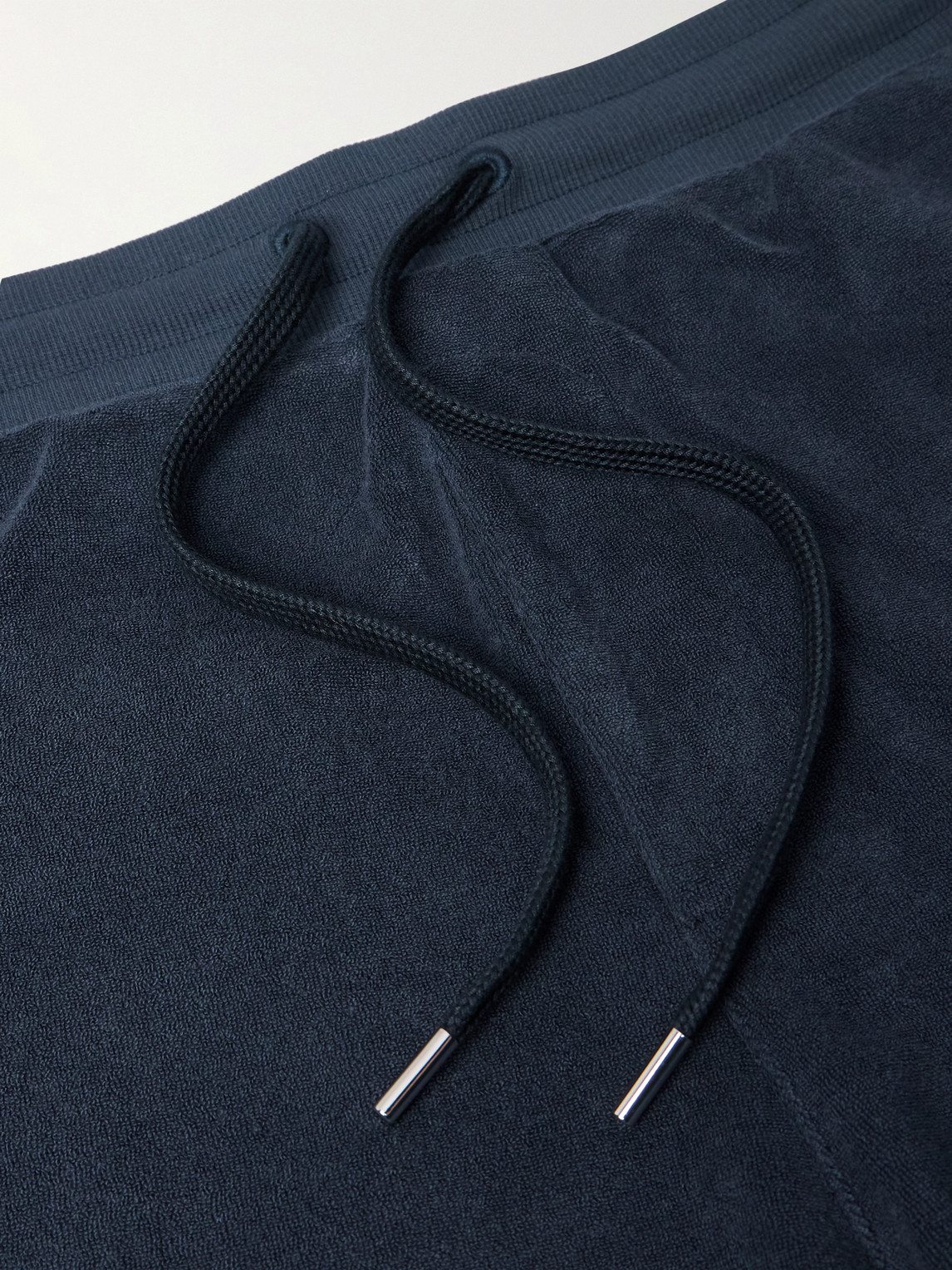 PAUL SMITH STRAIGHT-LEG LOGO-APPLIQUÉD WEBBING-TRIMMED COTTON-BLEND TERRY SHORTS