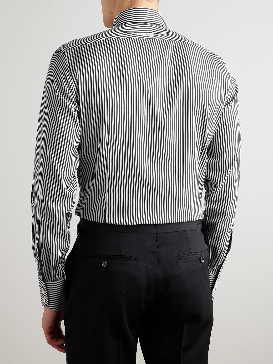 Tom Ford Striped Cotton And Silk-blend Shirt In White