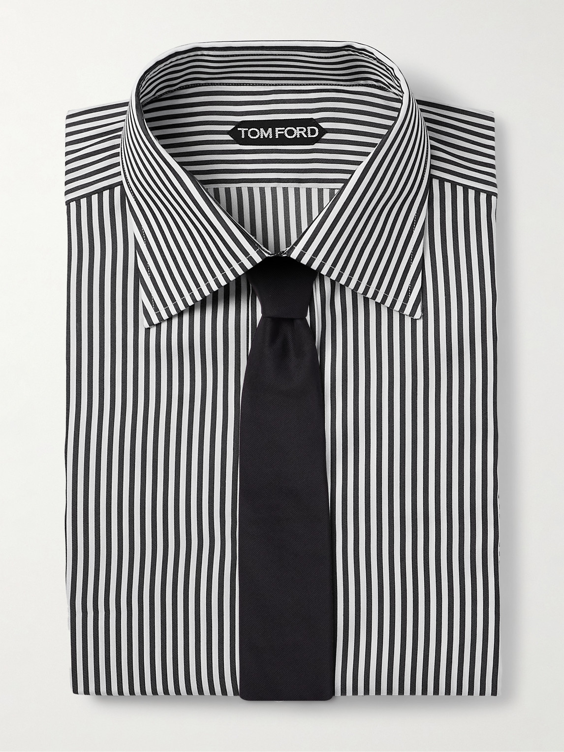 Tom Ford Striped Cotton And Silk-blend Shirt In White