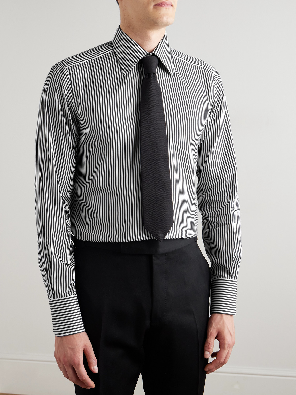 Tom Ford Striped Cotton And Silk-blend Shirt In White
