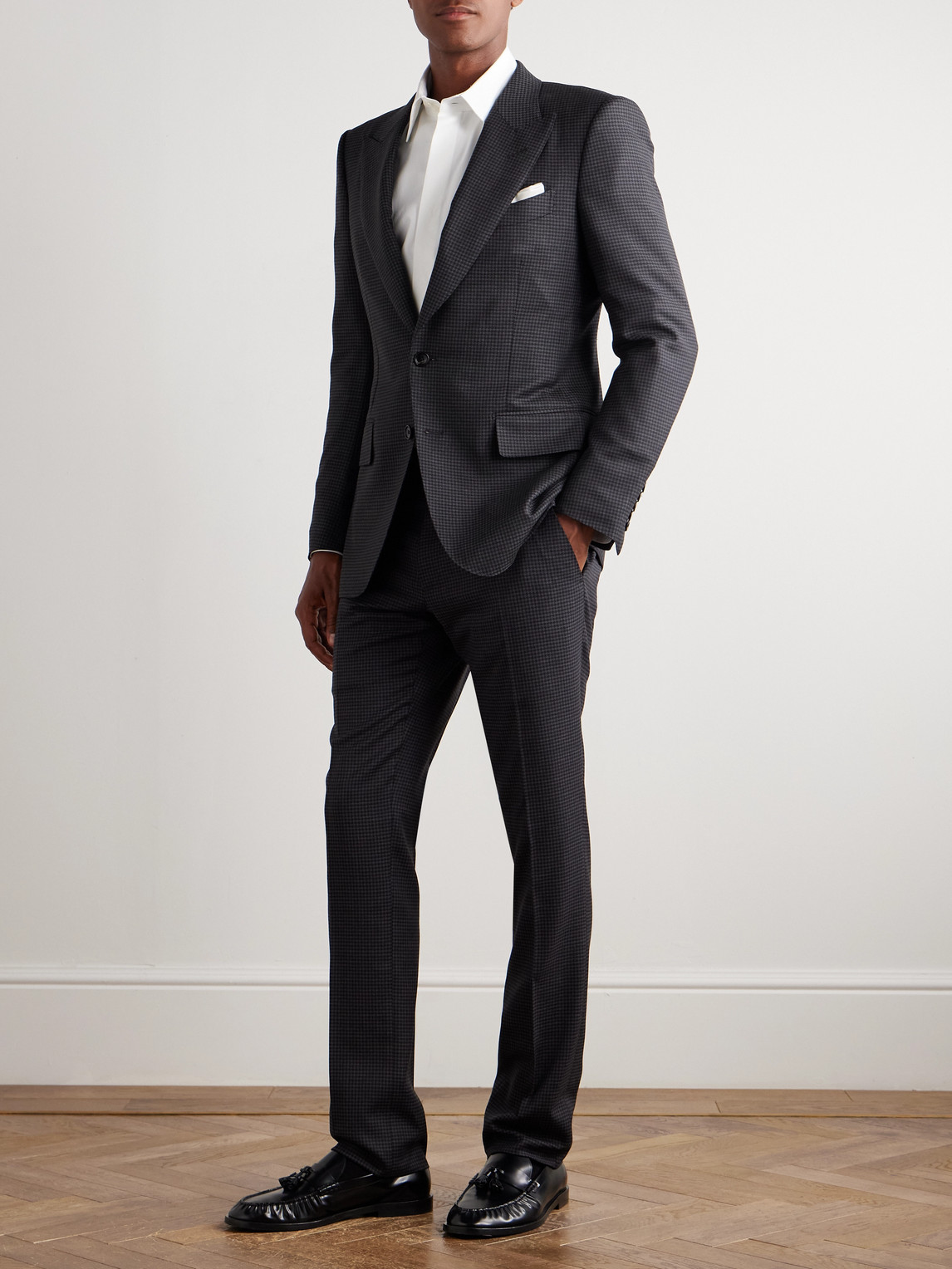 Tom Ford Dyllan Houndstooth Wool-blend Suit Jacket In Blue