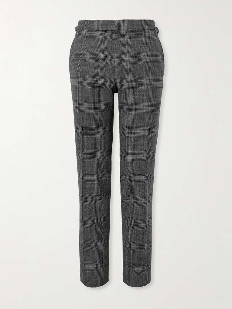 Tom Ford — Shelton Slim-Fit Straight-Leg Prince of Wales Checked Wool and Silk-Blend Suit Trousers