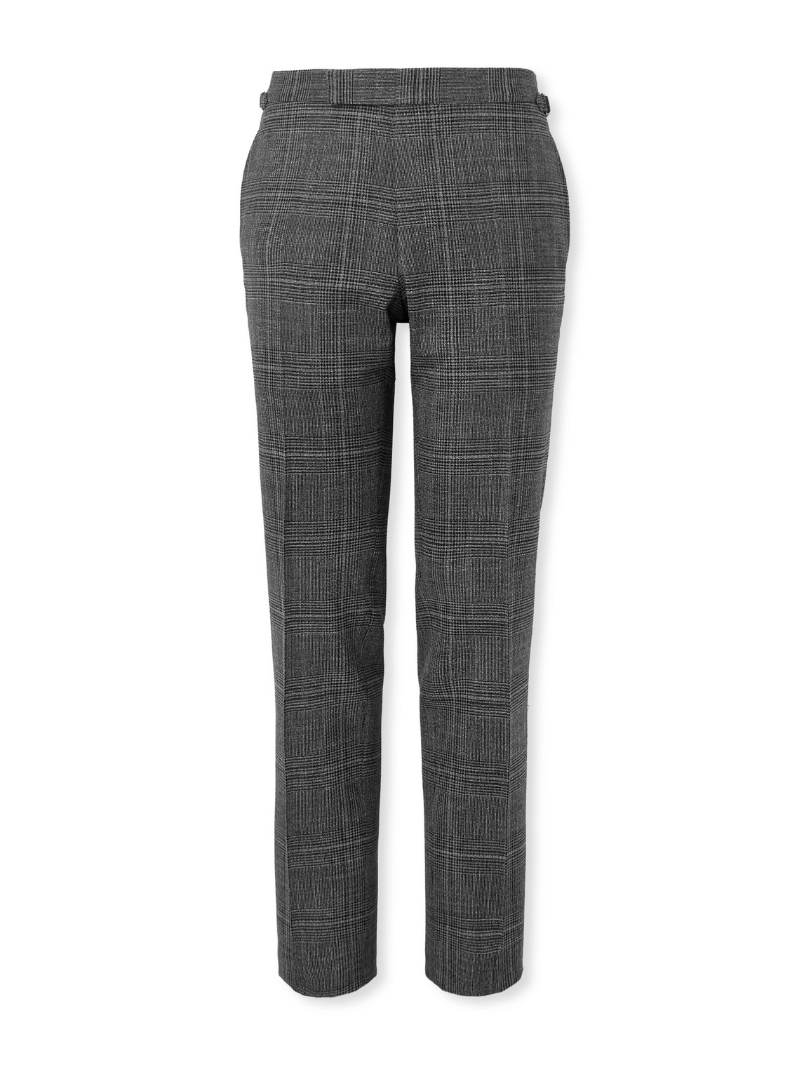 Tom Ford Shelton Slim-fit Straight-leg Prince Of Wales Checked Wool And Silk-blend Suit Trousers In Gray