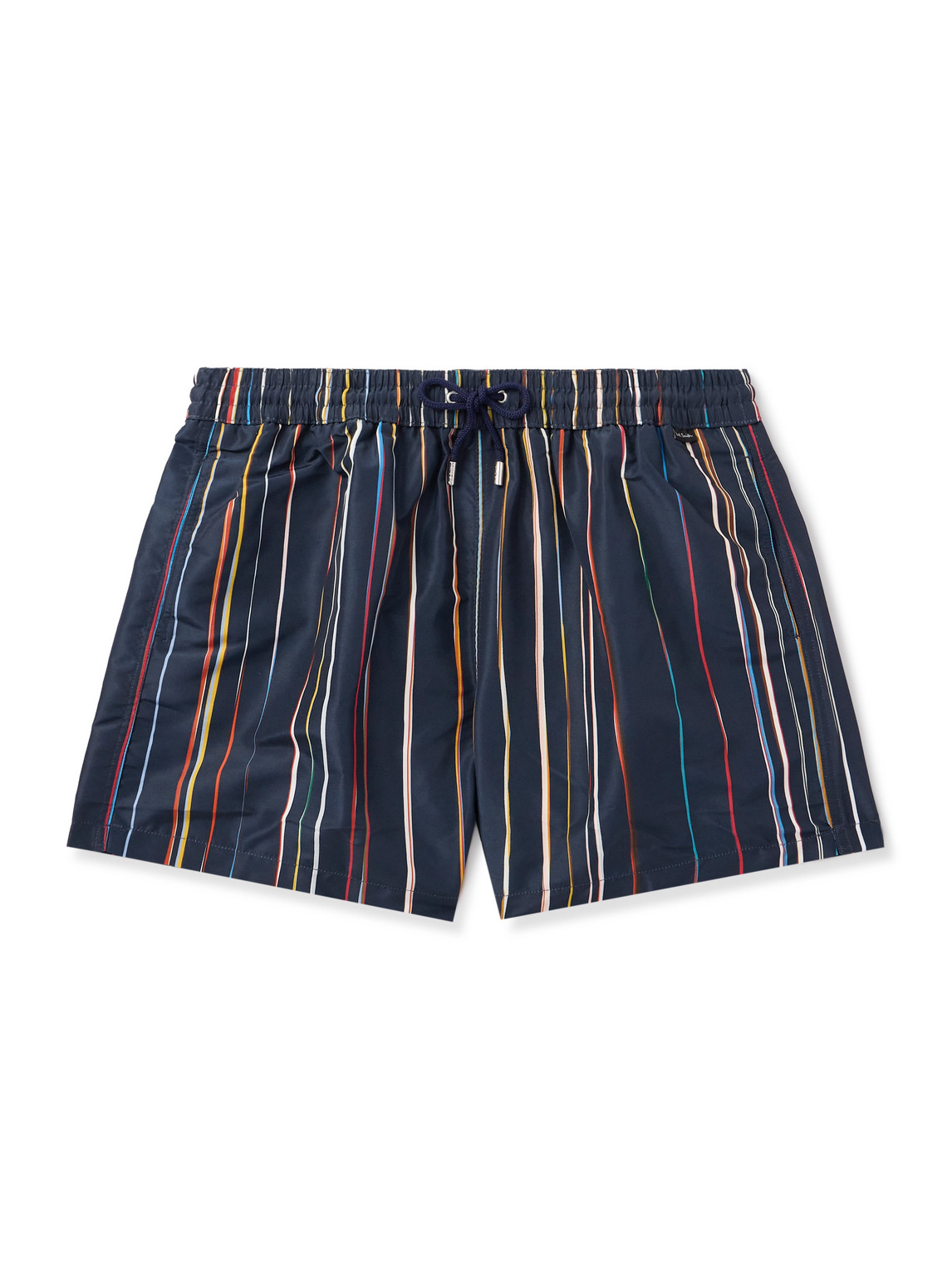 Paul Smith Straight-leg Mid-length Striped Recycled Swim Shorts In Blue