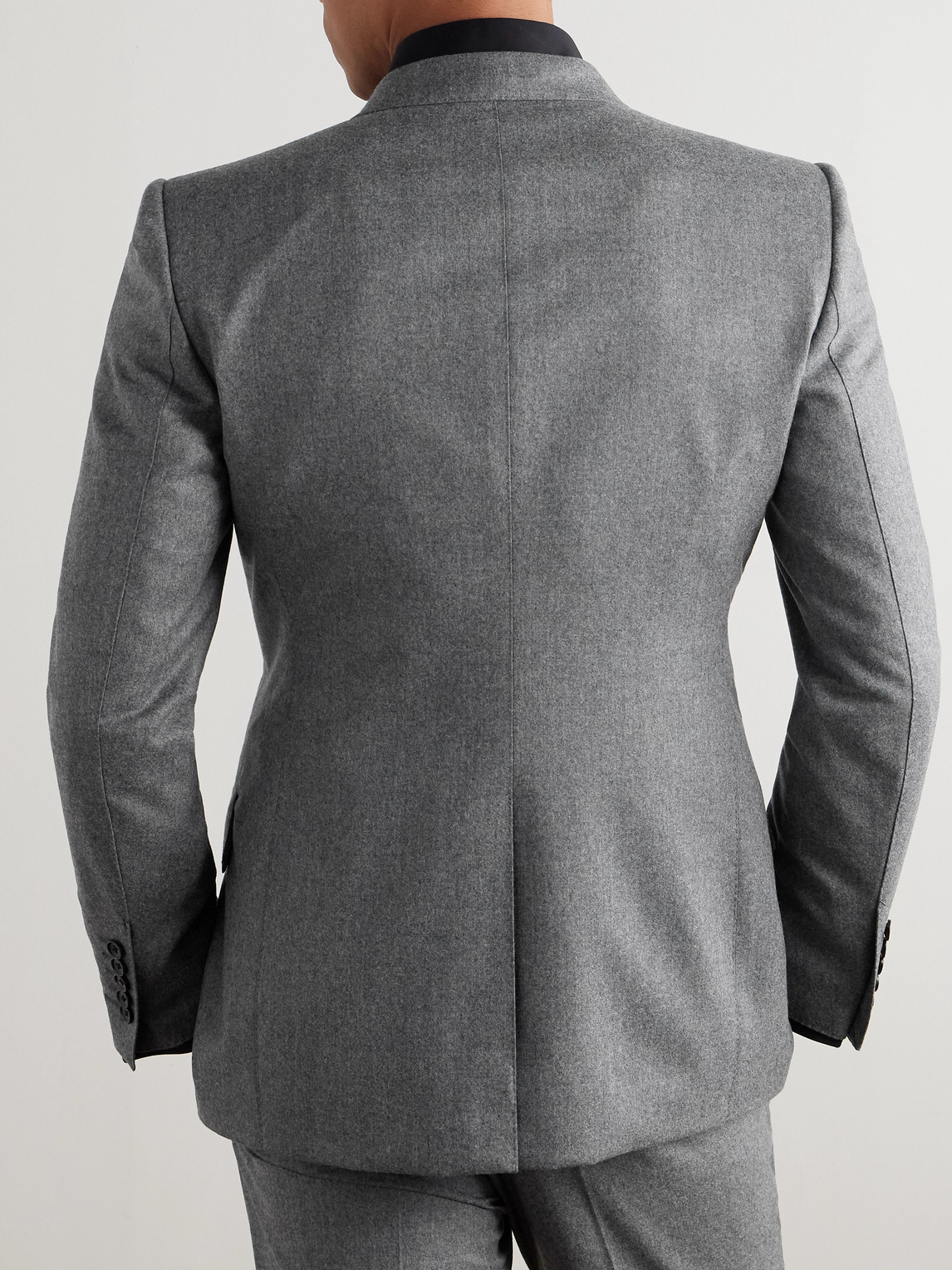 Tom Ford Dyllan Double-breasted Wool-flannel Suit Jacket In Gray