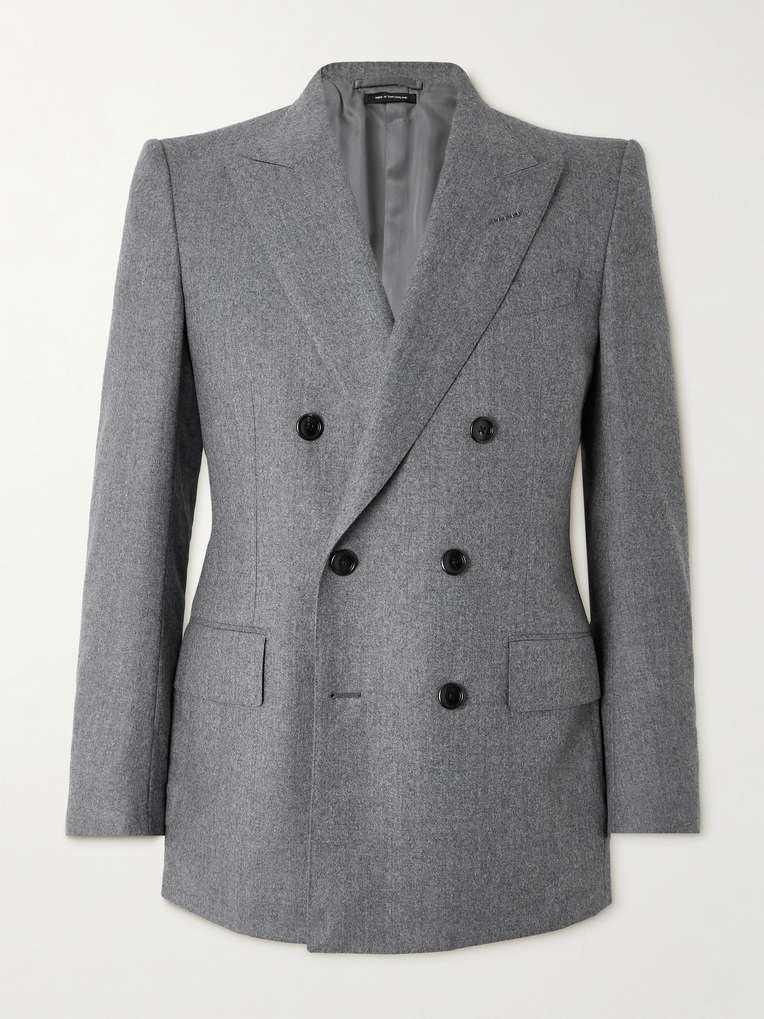 TOM FORD Dyllan Double-Breasted Wool-Flannel Suit Jacket