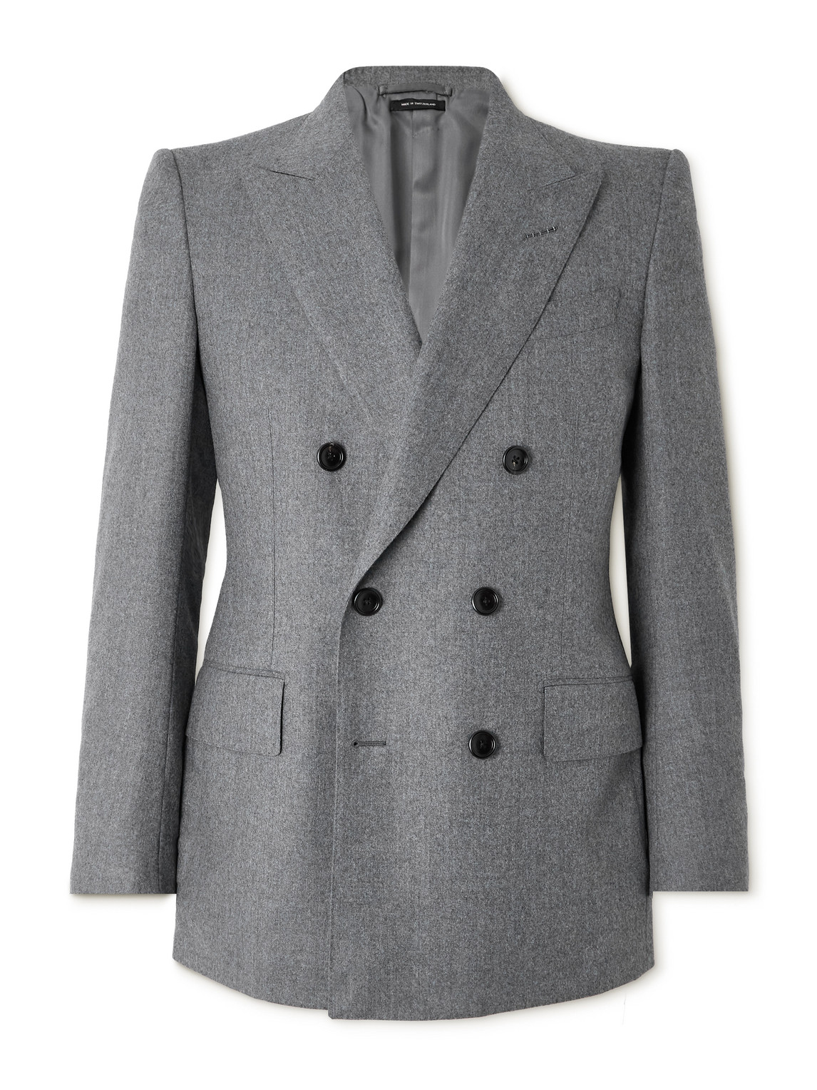 Tom Ford Dyllan Double-breasted Wool-flannel Suit Jacket In Gray