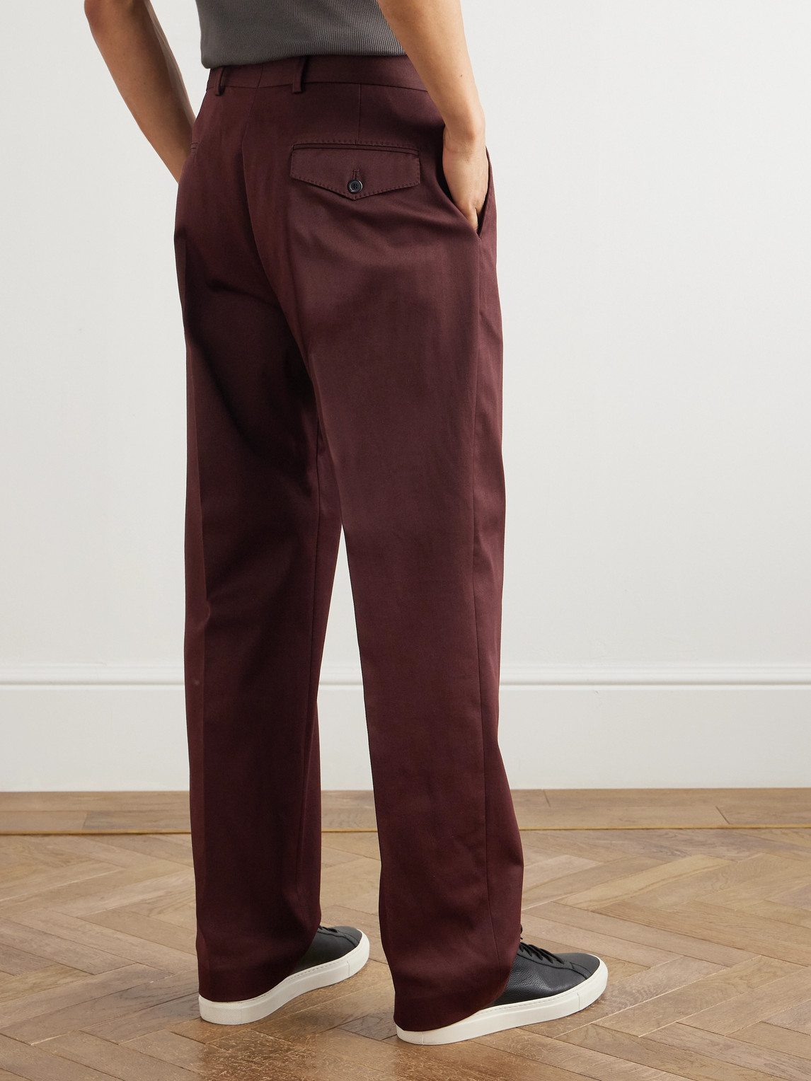 Paul Smith Straight-leg Cotton-blend Twill Trousers In Brown