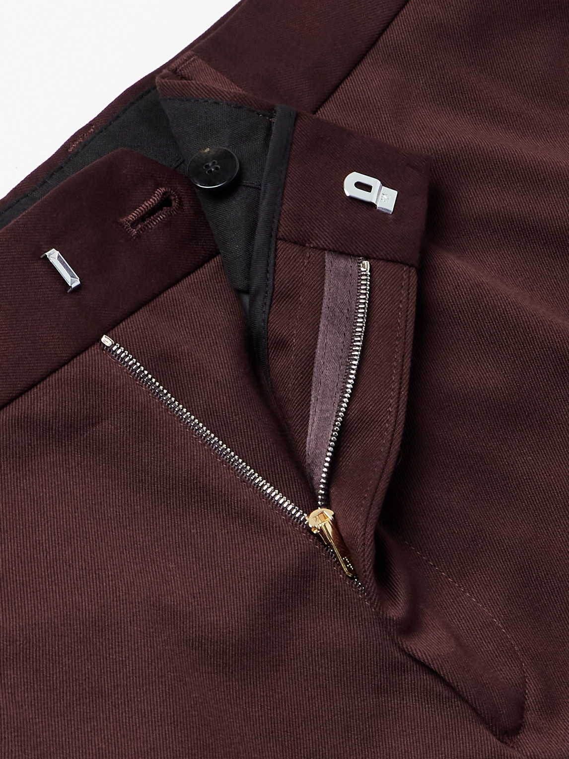 Paul Smith Straight-leg Cotton-blend Twill Trousers In Brown