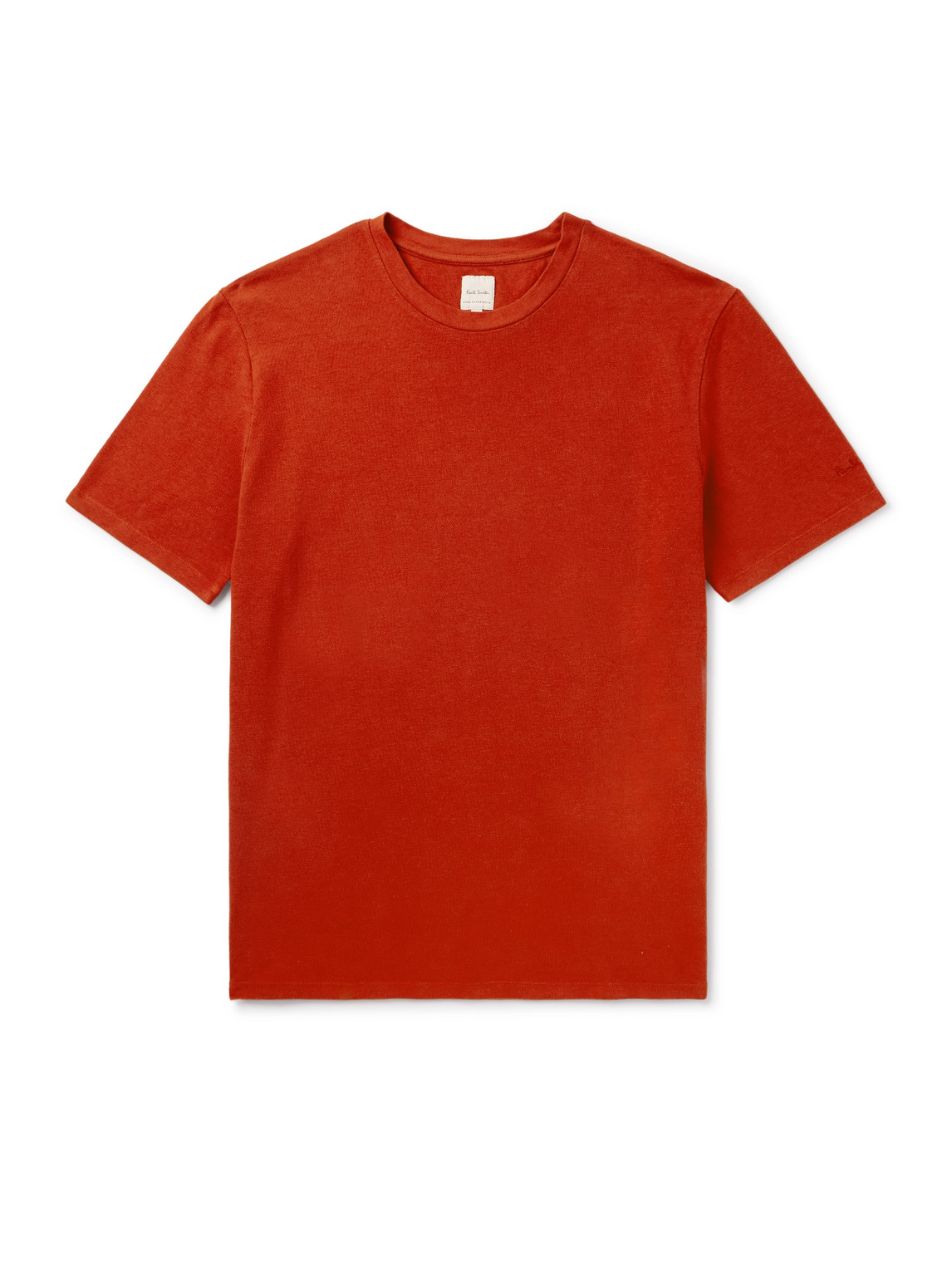 Paul Smith Logo-embroidered Cotton And Linen-blend Piqué T-shirt In Red