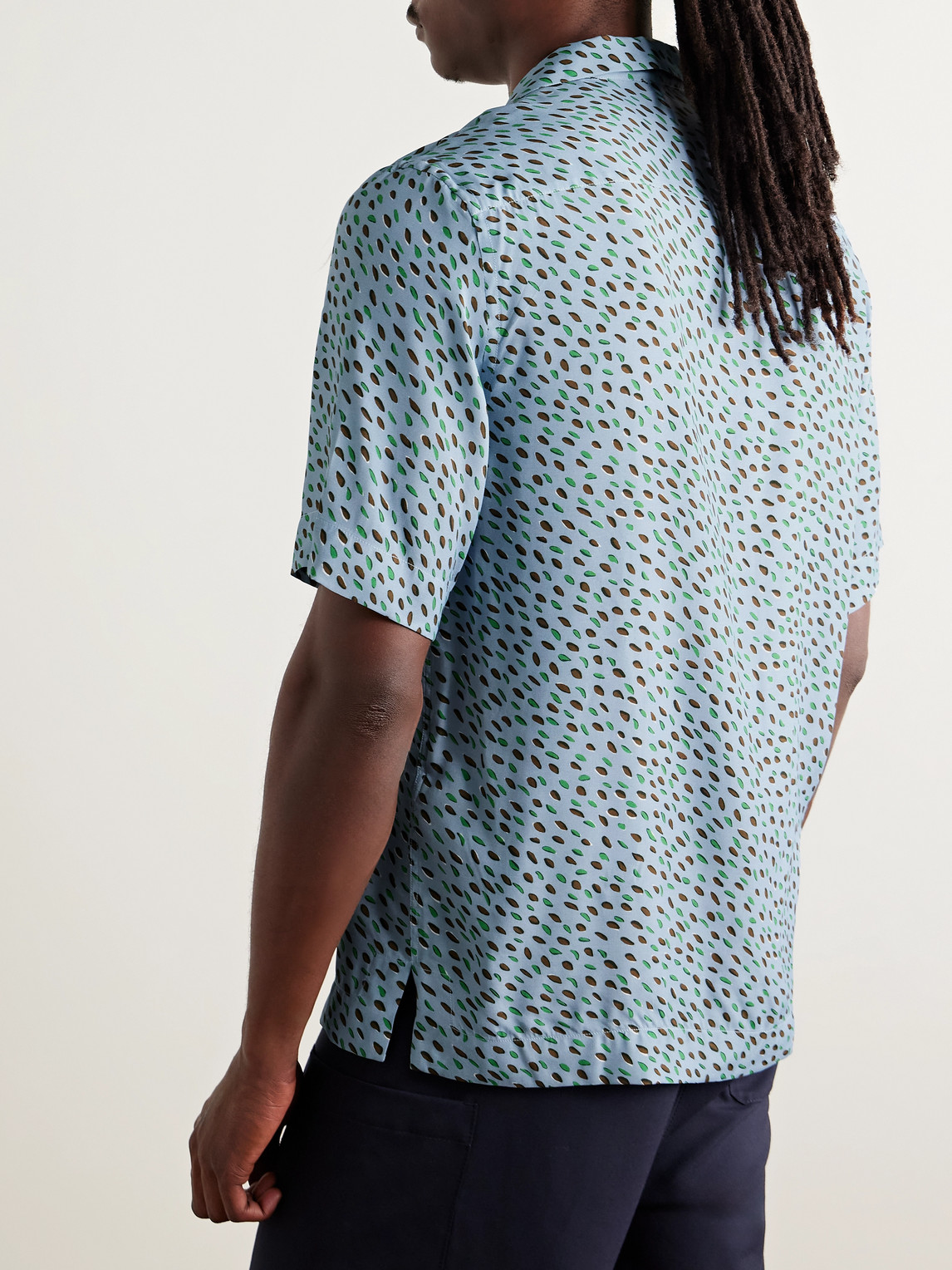 Paul Smith Convertible-collar Printed Crepe De Chine Shirt In Multi