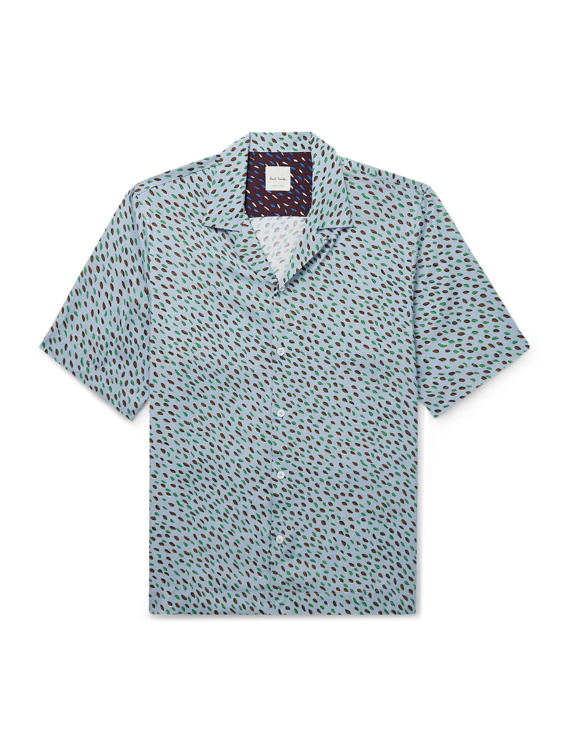 Paul Smith Convertible-collar Printed Crepe De Chine Shirt In Multi