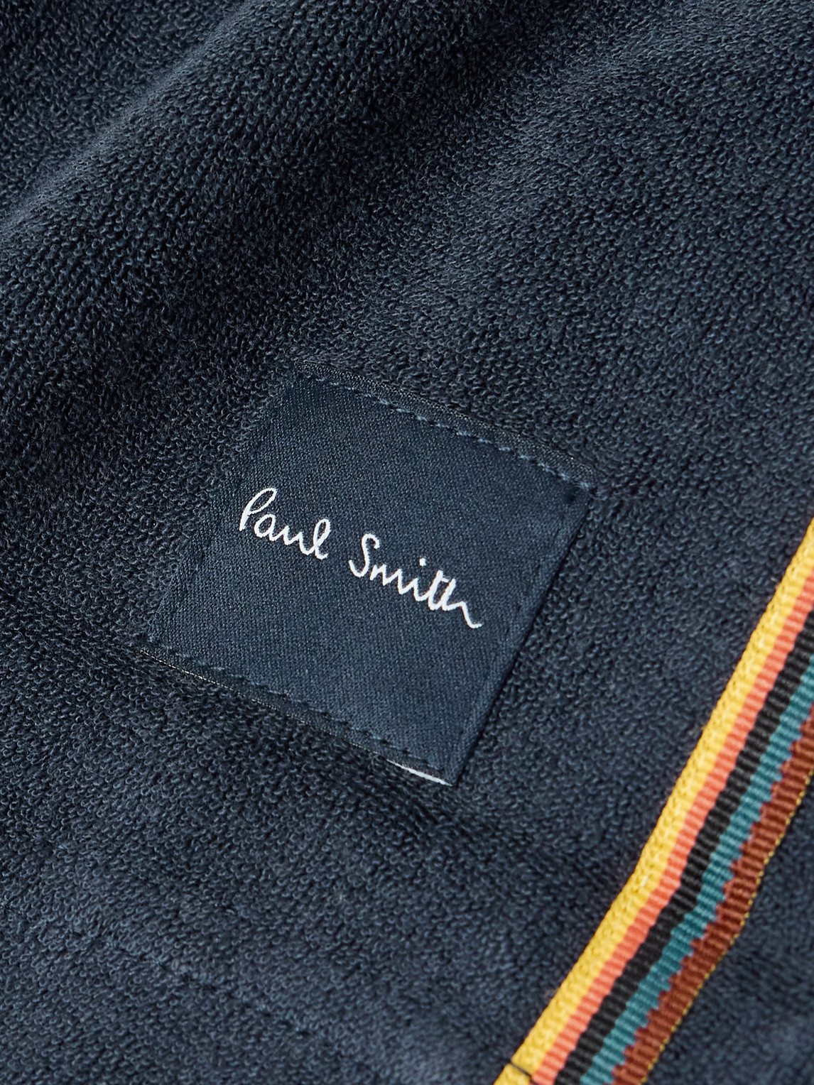 PAUL SMITH CAMP-COLLAR LOGO-APPLIQUÉD COTTON-BLEND TERRY SHIRT
