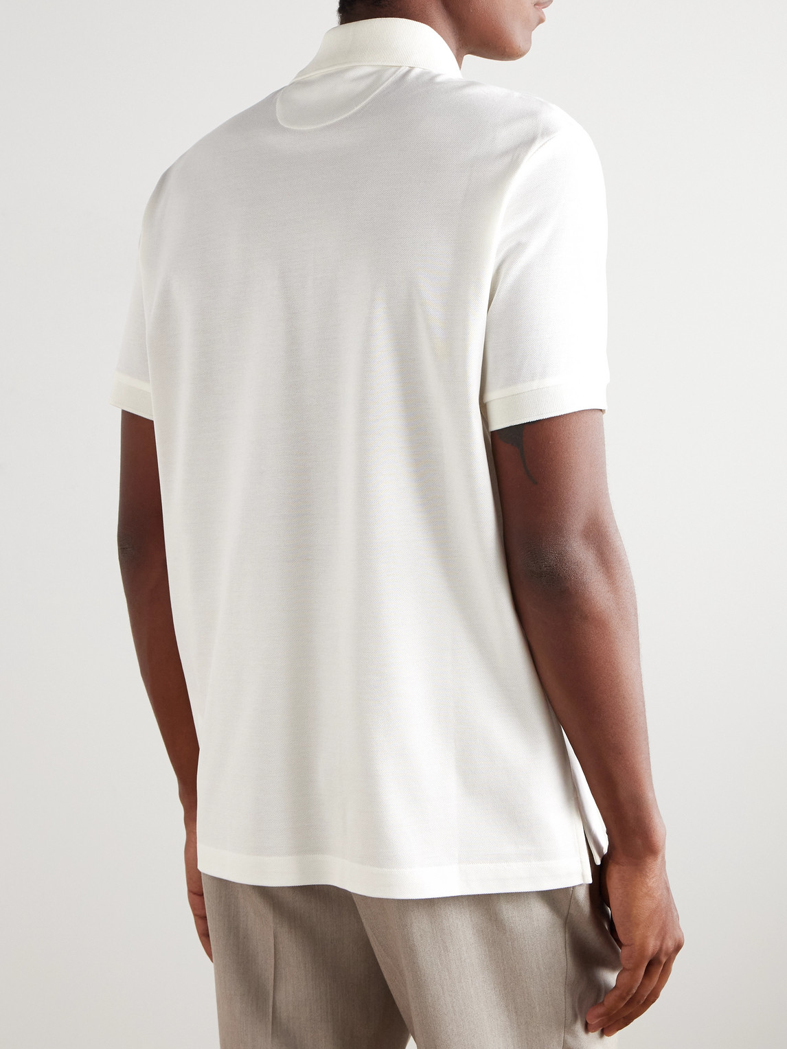 Paul Smith White Cotton Signature Stripe-trim Polo Shirt In White