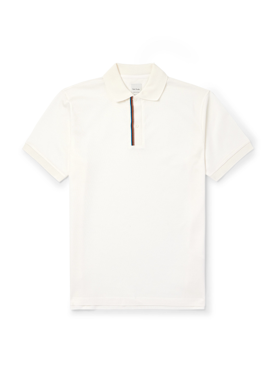 Paul Smith White Cotton Signature Stripe-trim Polo Shirt In White