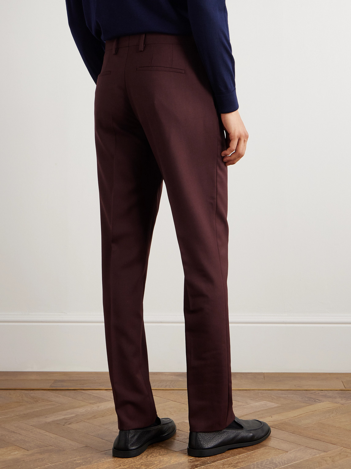 Paul Smith Slim-fit Straight-leg Wool-twill Suit Trousers In Burgundy