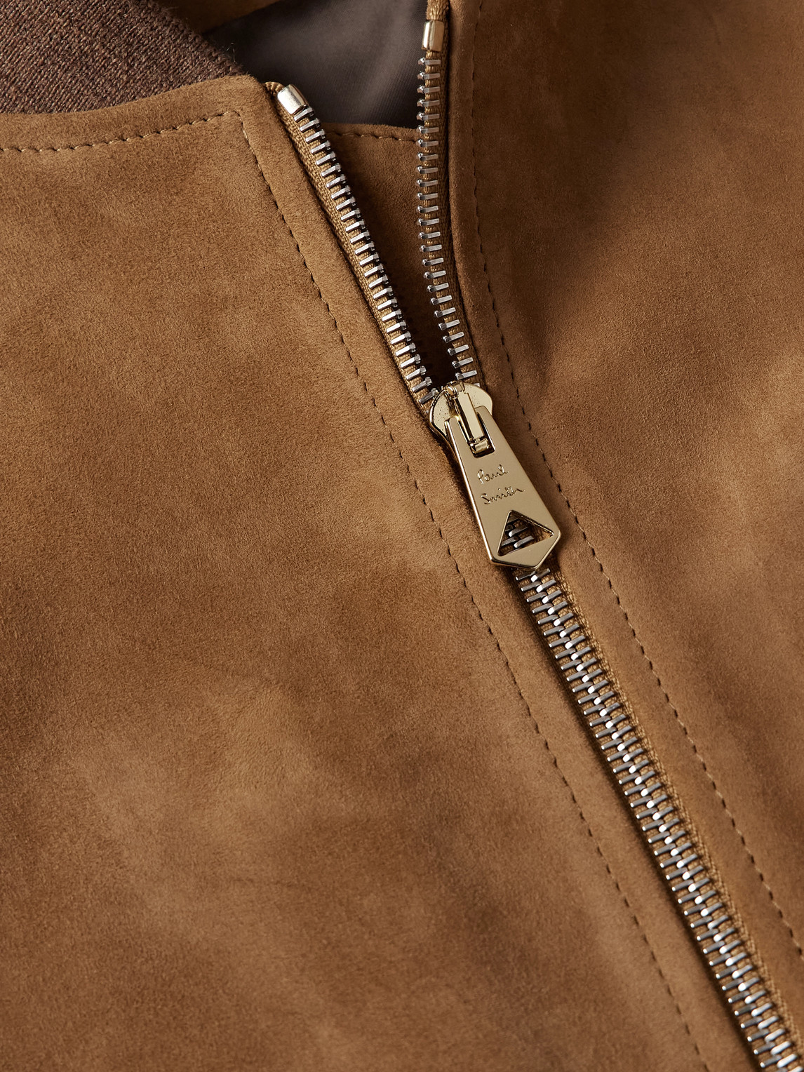 Paul Smith Tan Suede Zip Bomber Jacket Brown In Multi