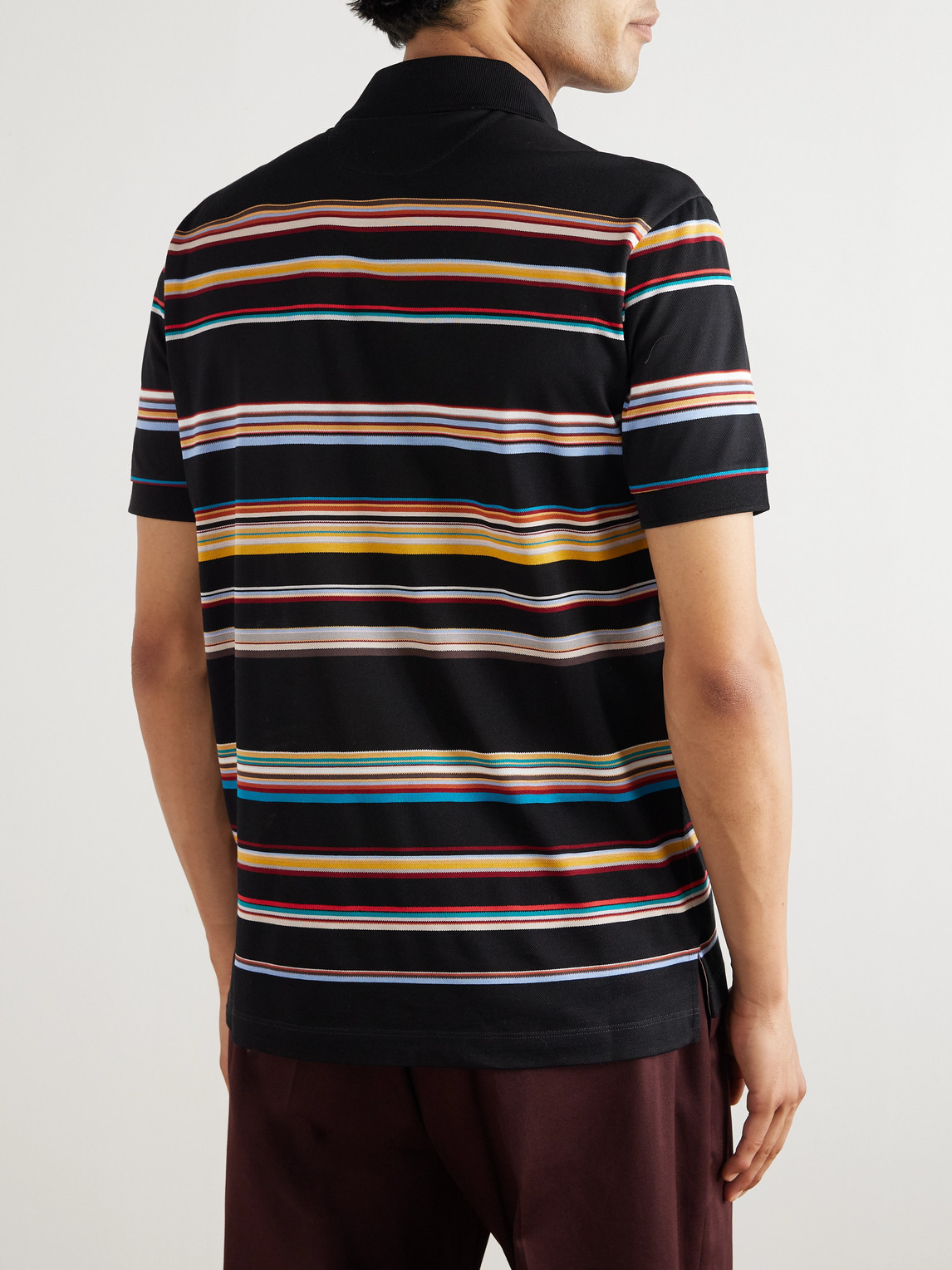 Paul Smith Horizontal Stripe Polo Shirt With Sophisticated Collar In Black